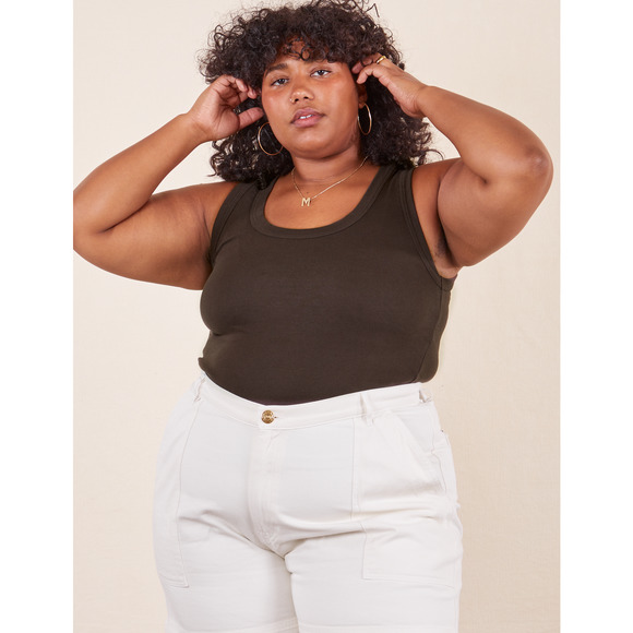 Big Bud Press Tops - Big Bud Press Tank Top Women's XL Espresso Brown Bedroom Made in USA Lounge